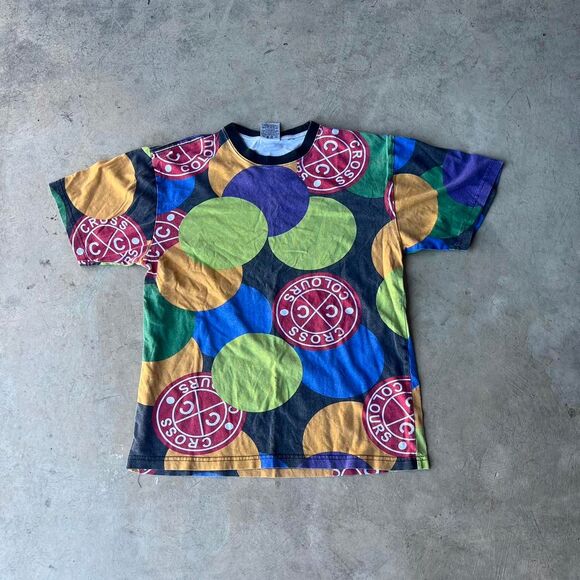Cross Colours multi-coloured cotton streetwear tee Mens size M - Picture 1 of 2